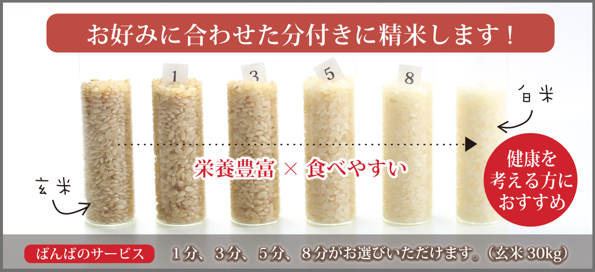 お好みの分つき米に精米します